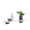 Petite étagère pin clair avec supports industriels pour ranger tasses, verres, cadres, plantes, vases