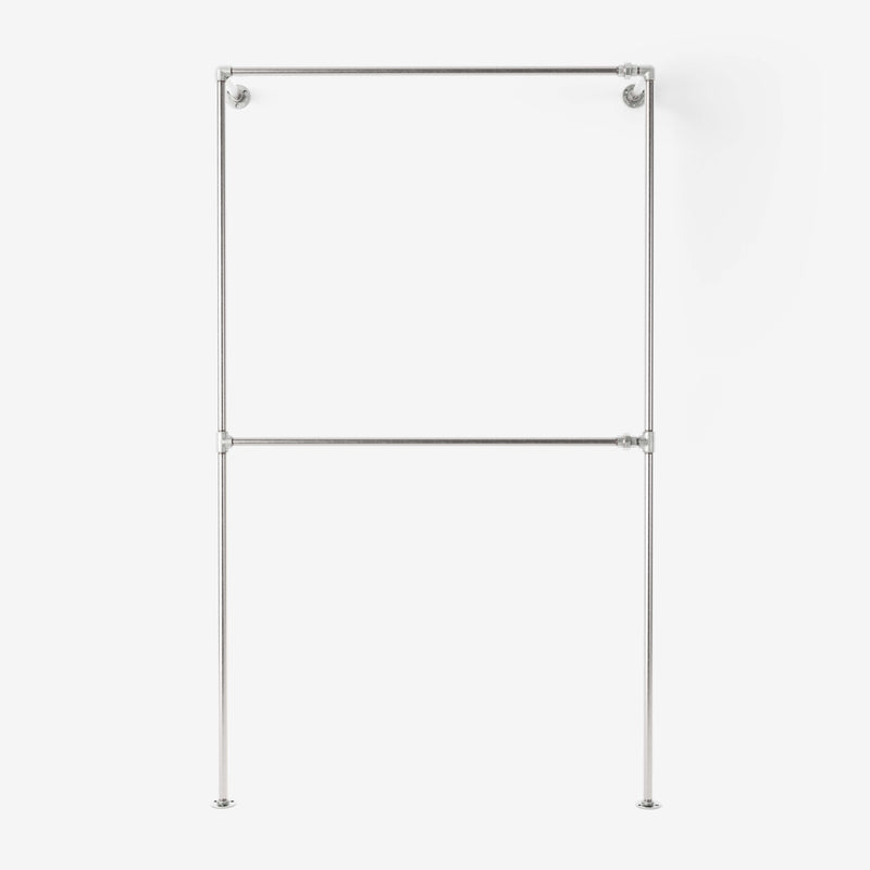 Portant à vêtements fixé au mur avec double tringle en fer argenté