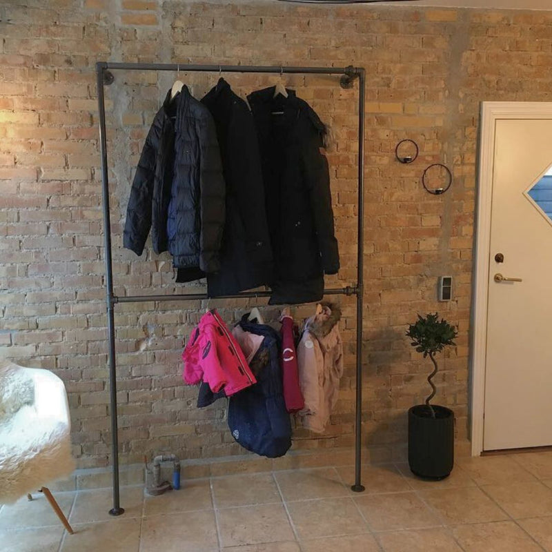 Penderie industrielle double tringle à vêtements tuyaux de plomberie